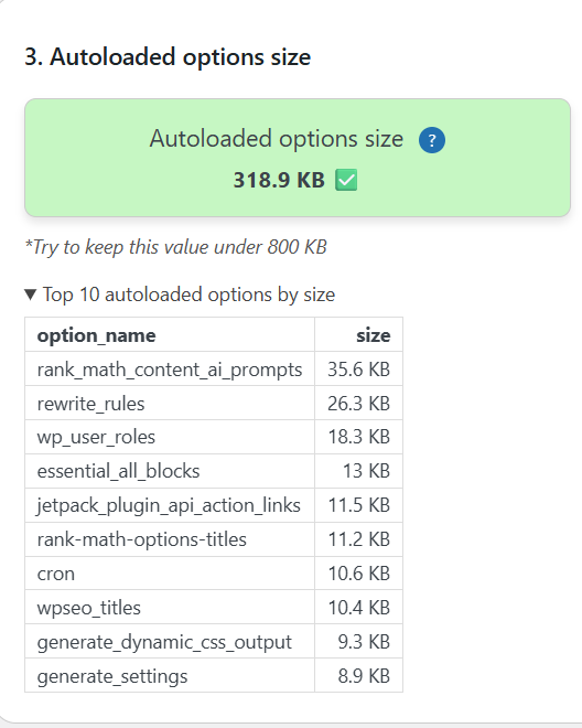 DB autoload size