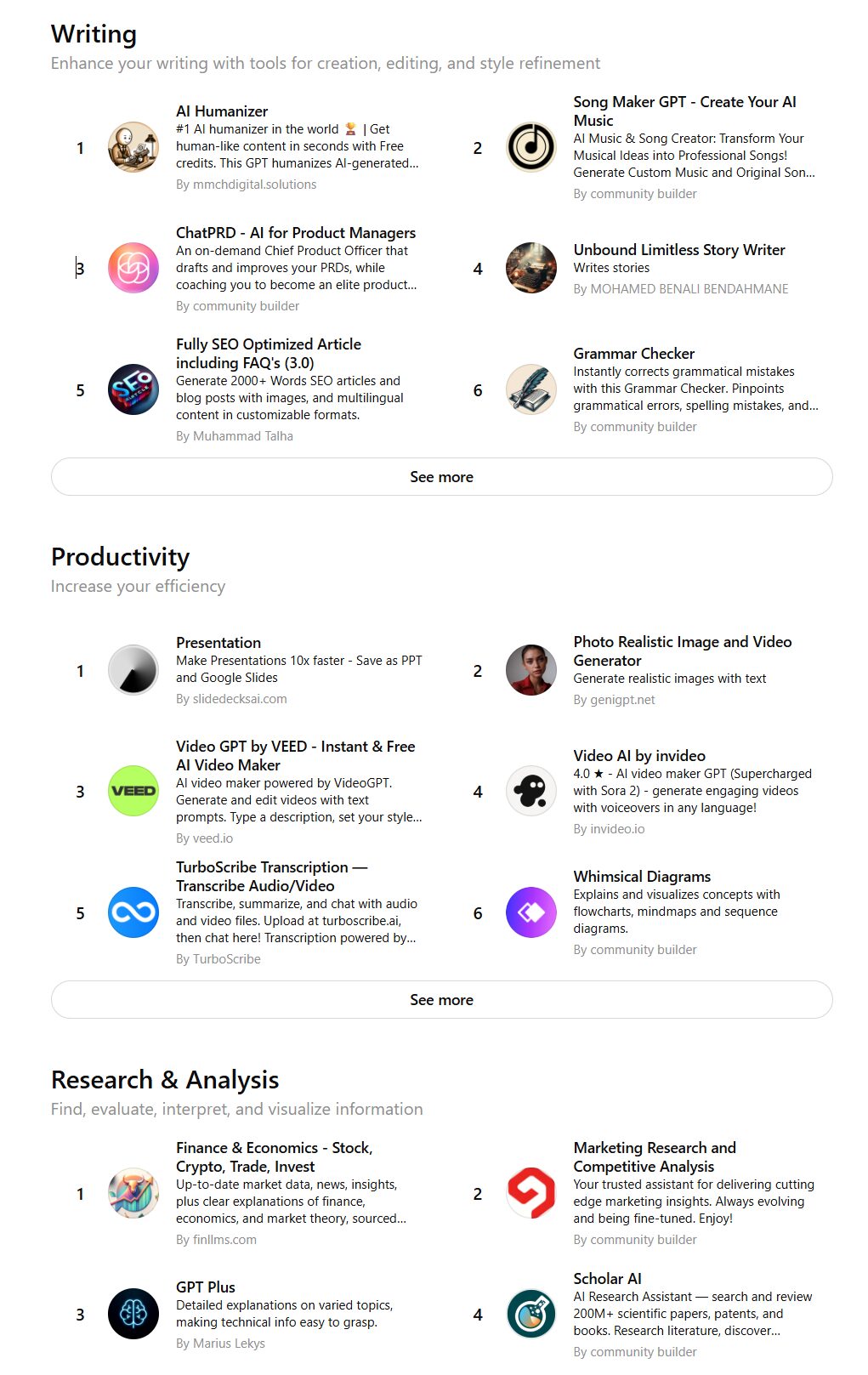 GPTs writing and more GPTs writing and more